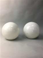 Lot 44 - A LOT OF TWO 1930S OPAQUE WHITE GLASS ORB SHADES