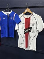 Lot 149 - RANGERS F.C. INTEREST - AN AUTOGRAPHED RANGERS SHIRT WITH ANOTHER