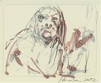 Lot 621 - AN INK AND WASH, BY PETER HOWSON