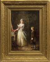 Lot 457 - THE MUSIC LESSON, AN OIL BY THOMAS FAED