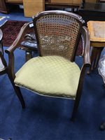 Lot 159 - A CANE-BACKED ARMCHAIR