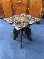 Lot 133 - AN EASTERN CARVED WOOD TABLE AND OTHER ITEMS OF FURNITURE