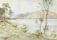 Lot 301 - LOCH SCENE, A WATERCOLOUR BY ALASTAIR DALLAS