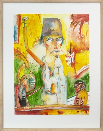 Lot 15 - THE MAGICIAN, AN OUTSTANDING WATERCOLOUR ON PAPER BY JOHN BELLANY