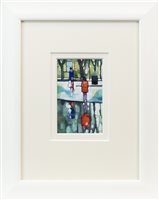 Lot 115 - REFLECTIONS IN RED, KELVINGROVE, A WATERCOLOUR BY BRYAN EVANS