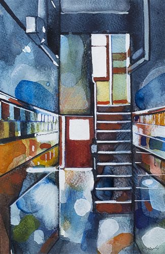 Lot 127 - WALLY REFLECTIONS, A WATERCOLOUR BY BRYAN EVANS