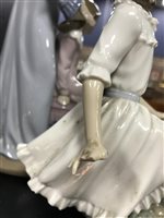 Lot 88 - TWO LLADRO FIGURES TOGETHER WITH A NAO FIGURE, TWO BESWICK HORSES AND A BESWICK DOG FIGURE