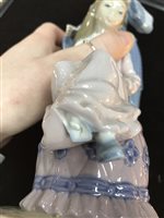 Lot 88 - TWO LLADRO FIGURES TOGETHER WITH A NAO FIGURE, TWO BESWICK HORSES AND A BESWICK DOG FIGURE