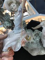 Lot 88 - TWO LLADRO FIGURES TOGETHER WITH A NAO FIGURE, TWO BESWICK HORSES AND A BESWICK DOG FIGURE