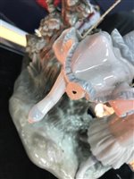 Lot 88 - TWO LLADRO FIGURES TOGETHER WITH A NAO FIGURE, TWO BESWICK HORSES AND A BESWICK DOG FIGURE