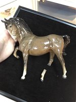 Lot 88 - TWO LLADRO FIGURES TOGETHER WITH A NAO FIGURE, TWO BESWICK HORSES AND A BESWICK DOG FIGURE