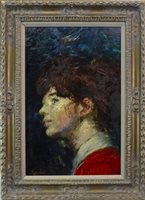 Lot 33 - THE PORTRAIT OF ELSA, AN OIL ON BOARD BY GEOFFREY SQUIRE