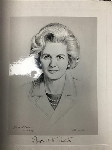 Lot 13 - A SIGNED PHOTOGRAPH OF A SKETCH OF MARGARET THATCHER