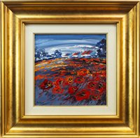 Lot 104 - SUMMER POPPIES, ABERLADY, AN OIL ON CANVAS BY LYNN RODGIE
