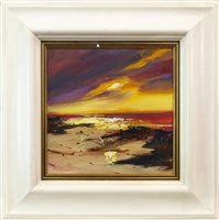 Lot 122 - WILD SKYE, SUNSET, AN OIL ON CANVAS BY DRONMA