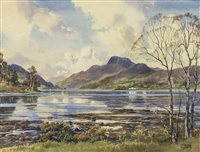 Lot 530 - BEN LOMOND FROM DUCK BAY, A WATERCOLOUR BY STIRLING GILLESPIE