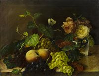 Lot 642 - A STILL LIFE OF FRUIT AND FLOWERS