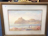 Lot 136 - A WATERCOLOUR OF FIGURES BY THE SHORE