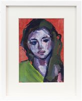 Lot 161 - FEMALE STUDY I, AN OIL ON CANVAS BOARD BY CHRISTOPHER BYRNE