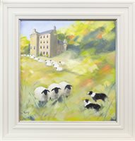 Lot 197 - CULCREUCH CASTLE, FINTRY, AN OIL ON PANEL BY ROWENA LAING