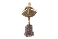 Lot 903 - AN ART DECO GILDED BRONZE AND IVORY FIGURE OF 'LIESELOTTE' BY PREISS