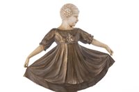 Lot 903 - AN ART DECO GILDED BRONZE AND IVORY FIGURE OF 'LIESELOTTE' BY PREISS
