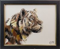Lot 210 - TIGER, AN OIL ON CANVAS BY GEORGINA MCMASTER