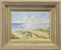 Lot 490 - PICNIC ON THE BENTS, AN OIL BY ROBERT GEMMELL HUTCHISON
