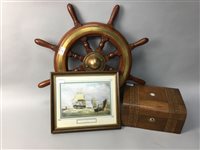 Lot 87 - NAUTICAL INTEREST - A SHIP'S WHEEL AND PRINTS