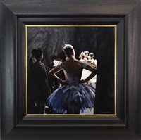Lot 45 - THE VIEW FROM BACKSTAGE,  AN OIL ON CANVAS BY GERARD BURNS