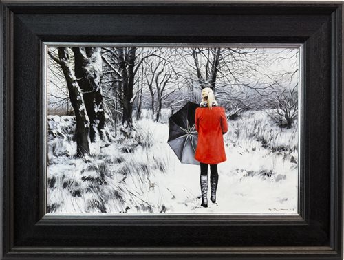 Lot 46 - THE WINTER PATH, AN OIL ON CANVAS BY GERARD BURNS