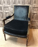 Lot 196 - A REPRODUCTION GEORGE III STYLE LIBRARY ARMCHAIR