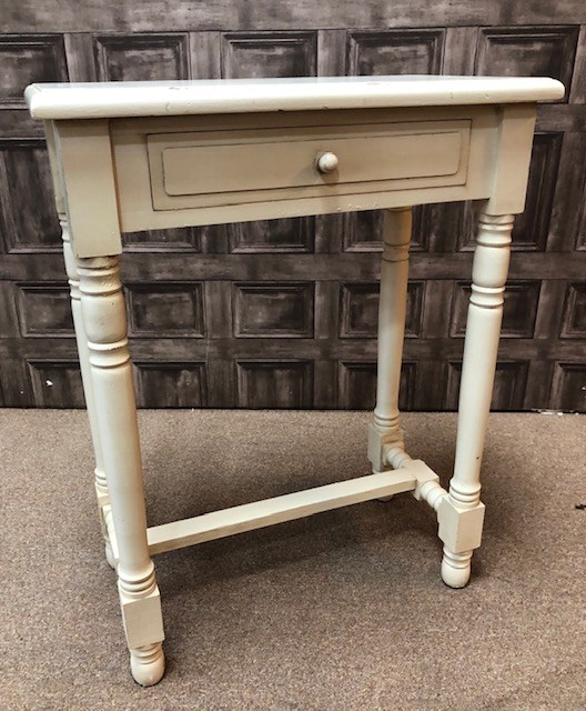 Lot 199 A WHITE PAINTED SIDE TABLE