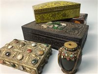 Lot 100 - A LOT OF FOUR TRINKET BOXES AND A SCENT BOTTLE