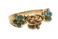 Lot 246 - A VICTORIAN TURQUOISE SET SWEETHEART RING