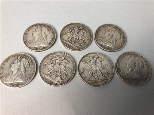 Lot 2 - A LOT OF SEVEN VICTORIAN SILVER CROWNS
