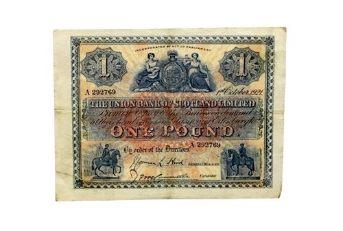 Lot 620 - THE UNION BANK OF SCOTLAND LIMITED £1, 1921