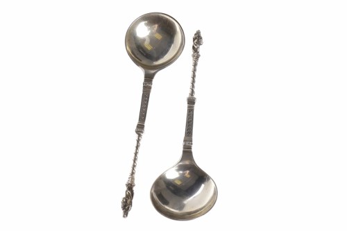 Lot 316 - TWO VICTORIAN SILVER SERVING SPOONS WITH...