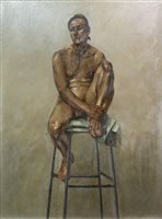 Lot 216 - PORTRAIT OF A MAN, AN OIL ON CANVAS BY CRAIG MULHOLLAND