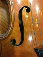 Lot 1402 - A MID-19TH CENTURY VIOLIN BEARING LABEL FOR JEAN-BAPSTISTE VUILLAUME