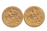 Lot 504 - TWO GOLD HALF SOVEREIGNS, 1910 AND 1914