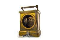 Lot 1408 - A LARGE BRASS CARRIAGE STYLE CLOCK BY WILSON & SHARP