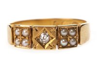 Lot 50 - A VICTORIAN PEARL AND DIAMOND SET BAND