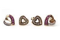 Lot 165 - TWO PAIRS OF HEART SHAPED EARRINGS
