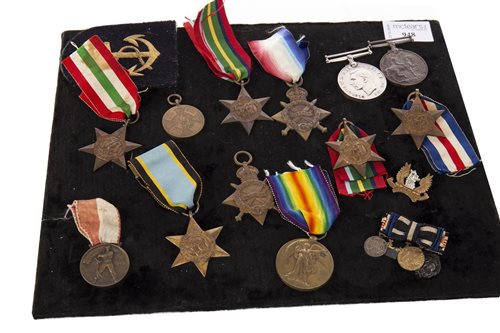 Lot 948 - A GROUP OF WWI MEDALS AWARDED TO PTE. A. COSTIN ALONG WITH OTHER MEDALS