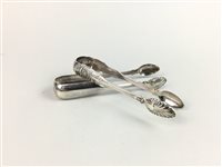 Lot 53 - A LOT OF TWO PAIRS OF SILVER SUGAR TONGS