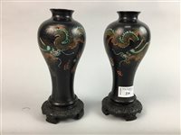 Lot 234 - A PAIR OF 20TH CENTURY CHINESE LACQUERED VASES