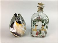 Lot 239 - A DANISH HOLMEGAARD CHRISTMAS DECANTER AND A PAPERWEIGHT