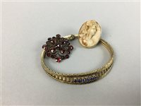 Lot 242 - A LAVA CAMEO BROOCH WITH ANOTHER BROOCH AND A BRACELET