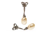 Lot 70 - A PAIR OF EDWARDIAN PEARL AND PASTE DROP EARRINGS